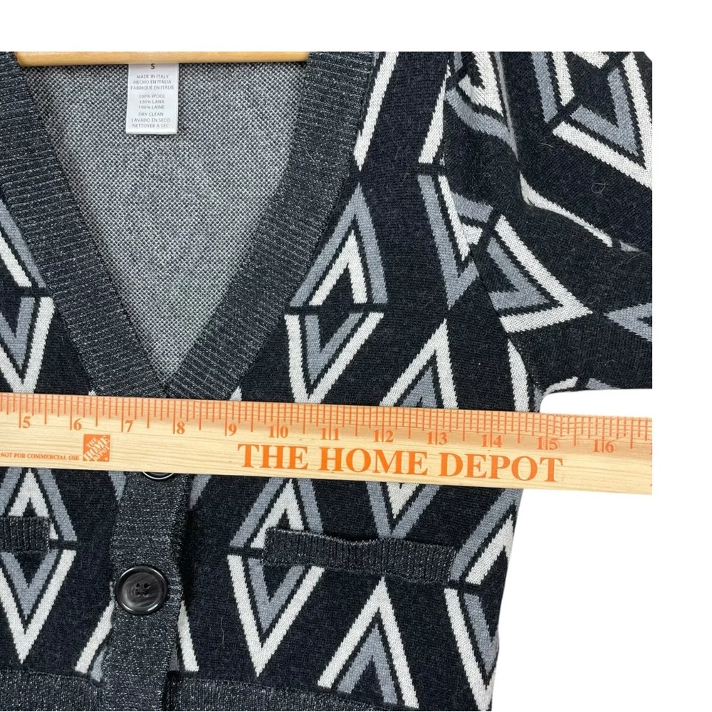 Autumn Adeigbo Sweater Cardigan Anabella Geometric 100% Wool Size S Italy EUC